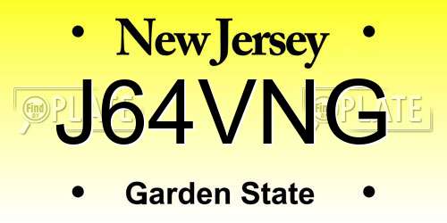 J64VNG New Jersey License Plate