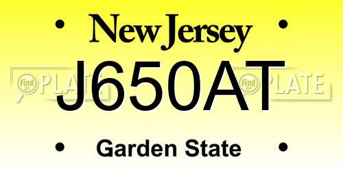 J650AT New Jersey License Plate