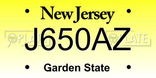 J650AZ New Jersey License Plate