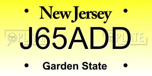 J65ADD New Jersey License Plate