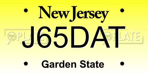 J65DAT New Jersey License Plate