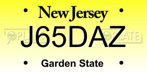 J65DAZ New Jersey License Plate