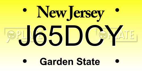 J65DCY New Jersey License Plate