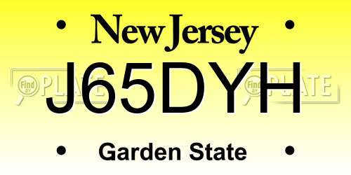 J65DYH New Jersey License Plate