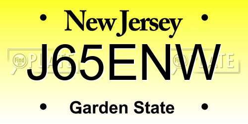 J65ENW New Jersey License Plate