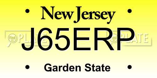 J65ERP New Jersey License Plate