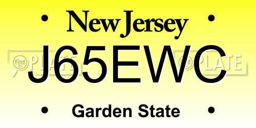 J65EWC New Jersey License Plate