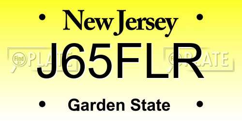 J65FLR New Jersey License Plate