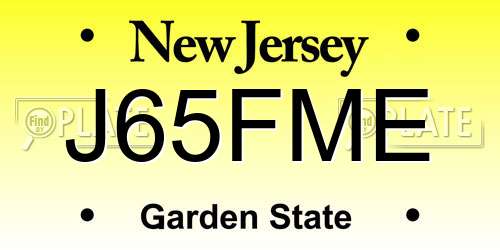 J65FME New Jersey License Plate
