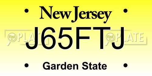 J65FTJ New Jersey License Plate