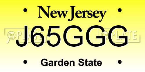 J65GGG New Jersey License Plate