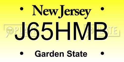 J65HMB New Jersey License Plate