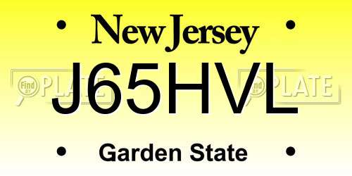 J65HVL New Jersey License Plate