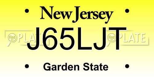 J65LJT New Jersey License Plate