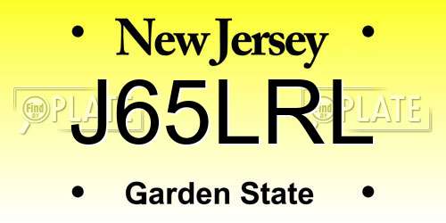J65LRL New Jersey License Plate