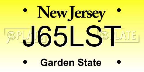 J65LST New Jersey License Plate
