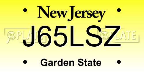 J65LSZ New Jersey License Plate