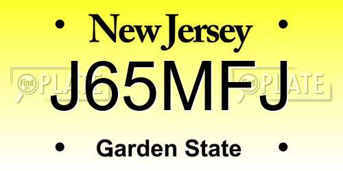 J65MFJ New Jersey License Plate