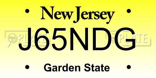 J65NDG New Jersey License Plate