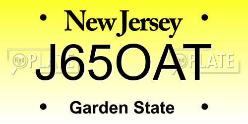 J65OAT New Jersey License Plate