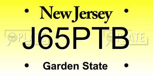 J65PTB New Jersey License Plate