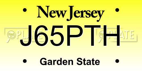 J65PTH New Jersey License Plate