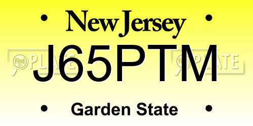 J65PTM New Jersey License Plate