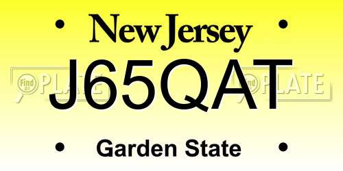 J65QAT New Jersey License Plate