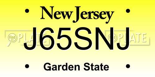 J65SNJ New Jersey License Plate