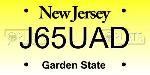 J65UAD New Jersey License Plate