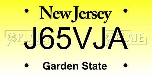 J65VJA New Jersey License Plate