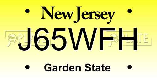 J65WFH New Jersey License Plate