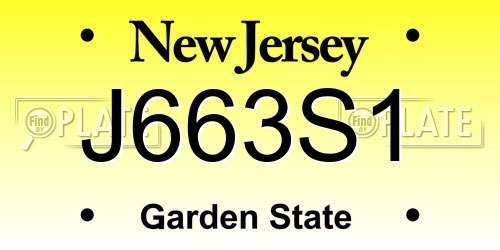 J663S1 New Jersey License Plate