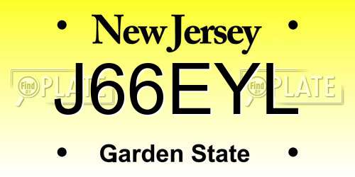 J66EYL New Jersey License Plate
