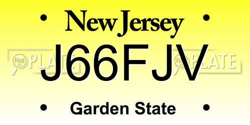 J66FJV New Jersey License Plate