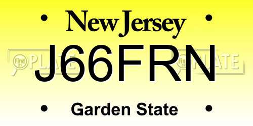 J66FRN New Jersey License Plate