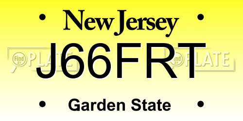 J66FRT New Jersey License Plate