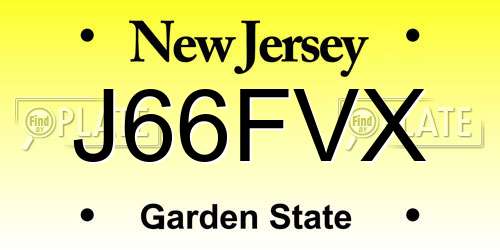 J66FVX New Jersey License Plate