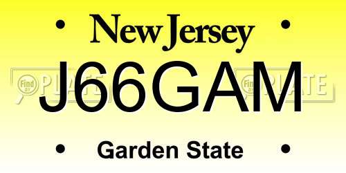 J66GAM New Jersey License Plate