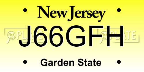 J66GFH New Jersey License Plate