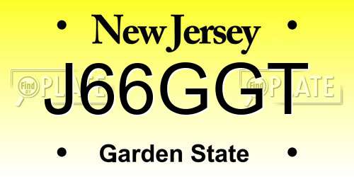 J66GGT New Jersey License Plate