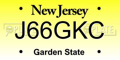 J66GKC New Jersey License Plate