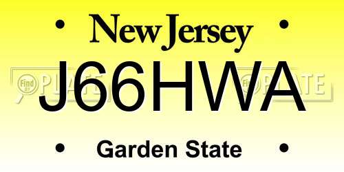 J66HWA New Jersey License Plate