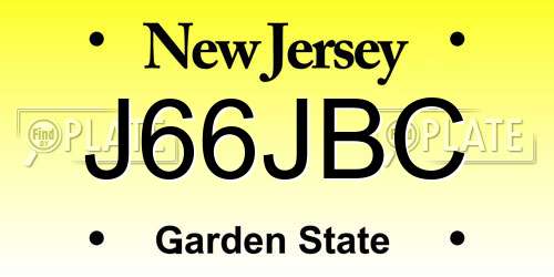 J66JBC New Jersey License Plate