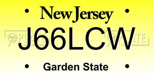 J66LCW New Jersey License Plate