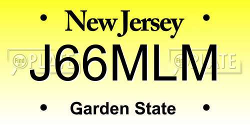 J66MLM New Jersey License Plate