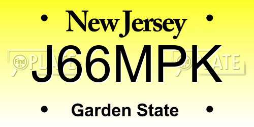 J66MPK New Jersey License Plate