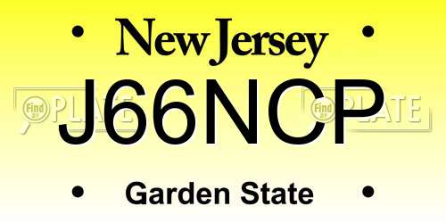 J66NCP New Jersey License Plate
