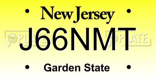 J66NMT New Jersey License Plate