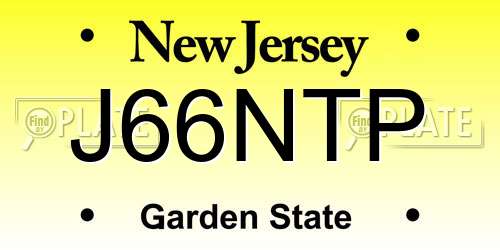 J66NTP New Jersey License Plate